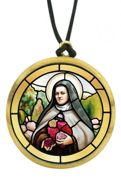 Ciondolo in legno d'olivo con immagine serigrafata. Diametro 3,5 cm