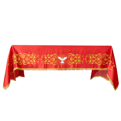 Tovaglia da altare in raso di cotone con ricamo Spirito Santo. Dimensioni 250x150