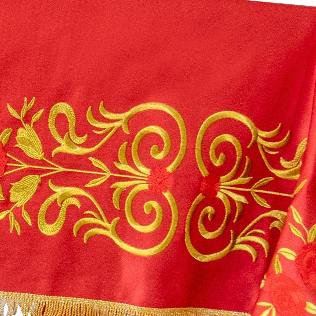 Tovaglia da altare in raso di cotone con ricamo Spirito Santo. Dimensioni 250x150