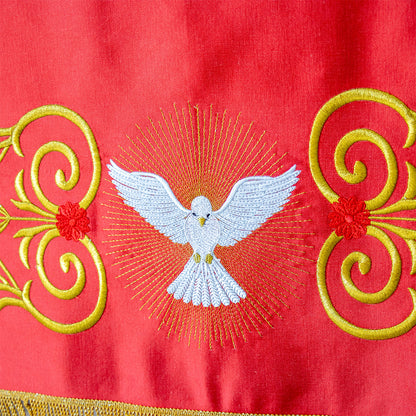 Tovaglia da altare in raso di cotone con ricamo Spirito Santo. Dimensioni 250x150