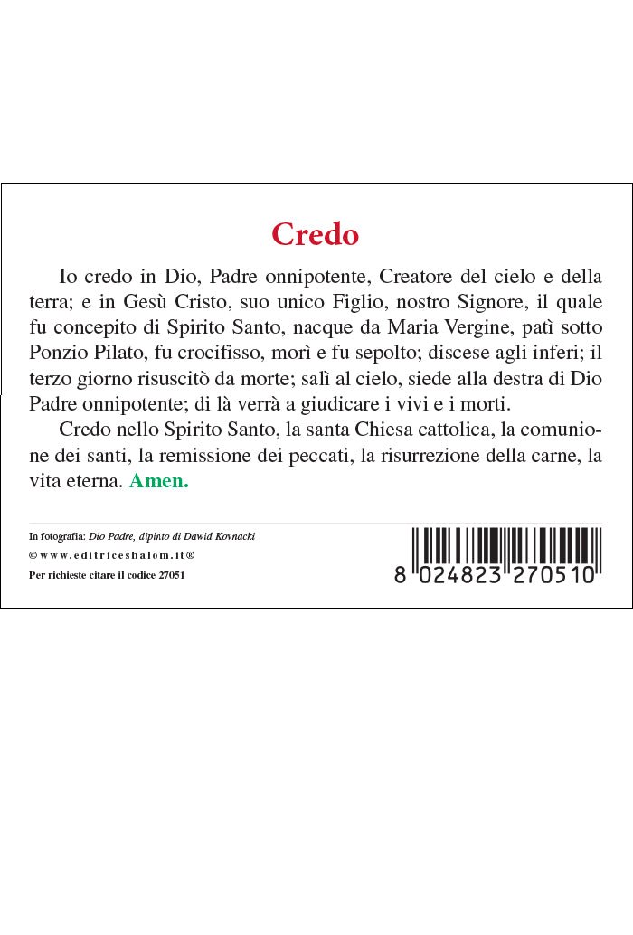Cartolina Dio Padre (Dawid) Retro preghiera del Credo