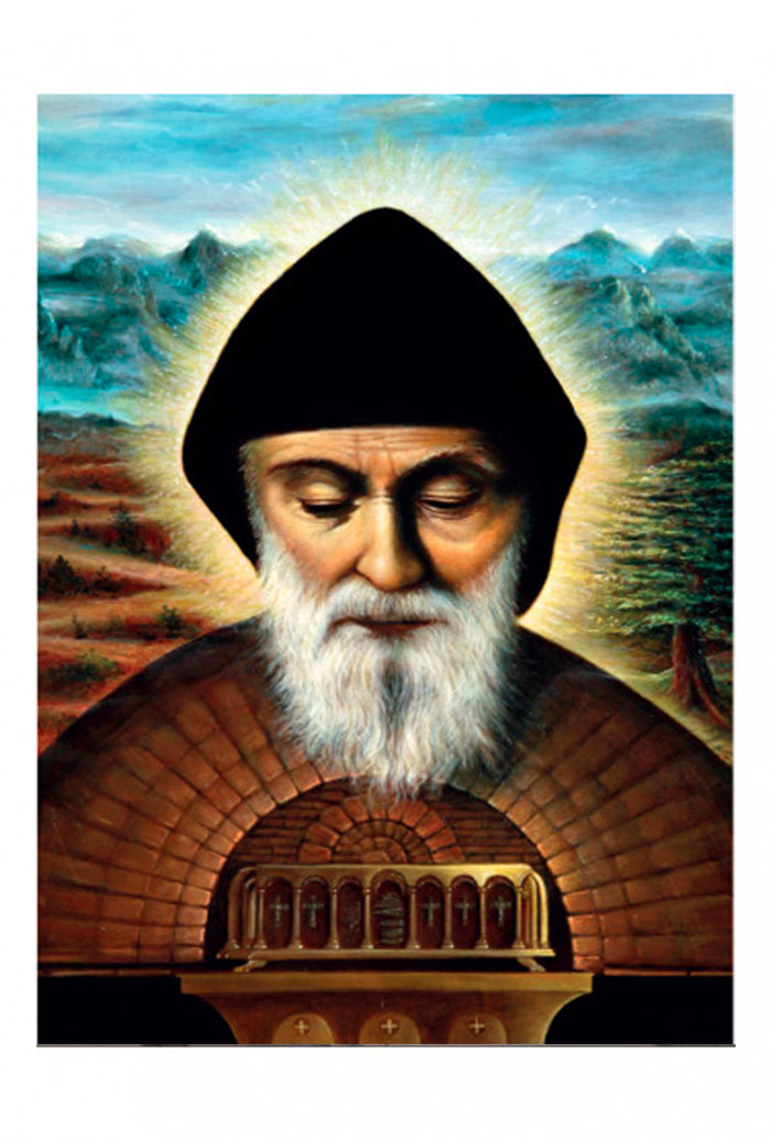 Santino san Charbel. Sul retro preghiera