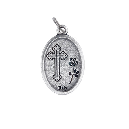 Medaglia Angelo Custode e retro croce, in zama. Altezza 2,2 cm